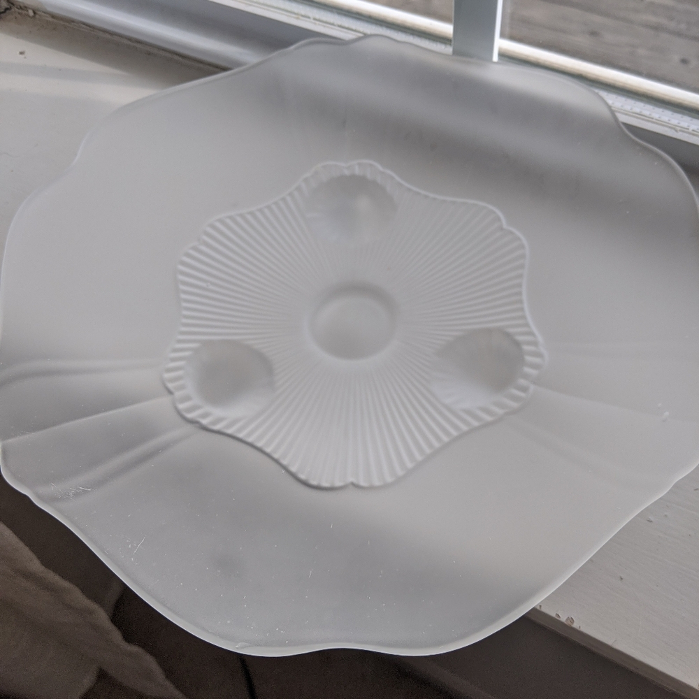 Lancaster Glass Kay Frosted 3  Footed Dish Bowl